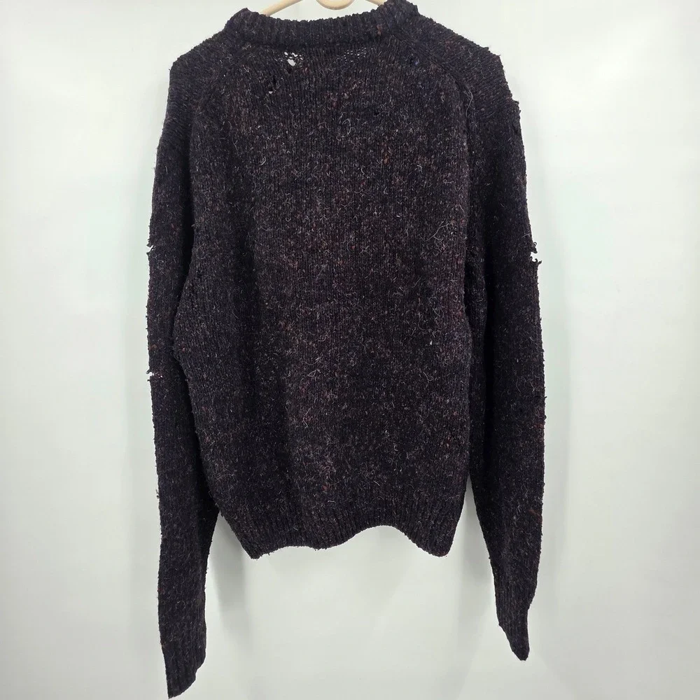 VINTAGE 80S BANANA REPUBLIC THRASHED WOOL SWEATER SIZE XL BLUE MILL VALLEY HOLES
